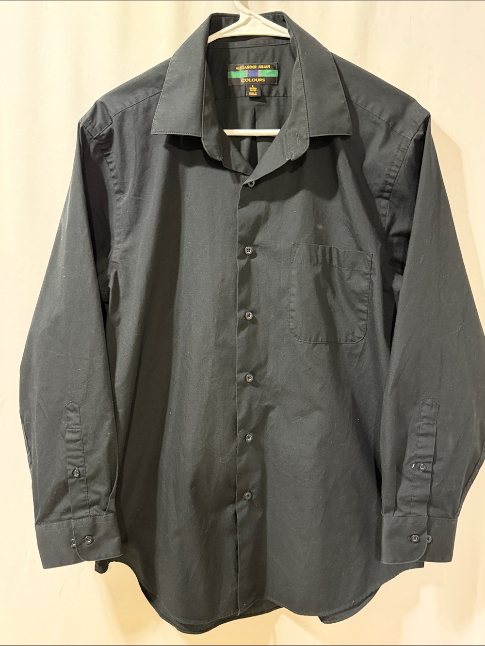 Alexander Julian Men's Black Long Sleeve Dress Shirt with Chest Pocket